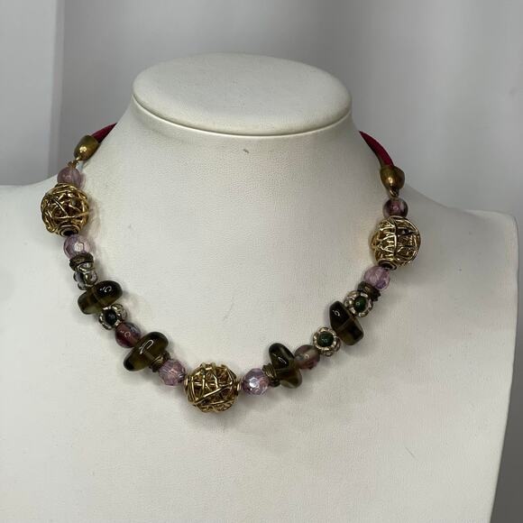 Chico's beaded necklace signed costume jewelry neutral natural romantic - Picture 9 of 13